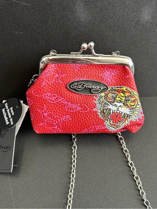 Ed Hardy Handbags - Ed Hardy Red Tiger Kiss-Lock Crossbody Mini Bag